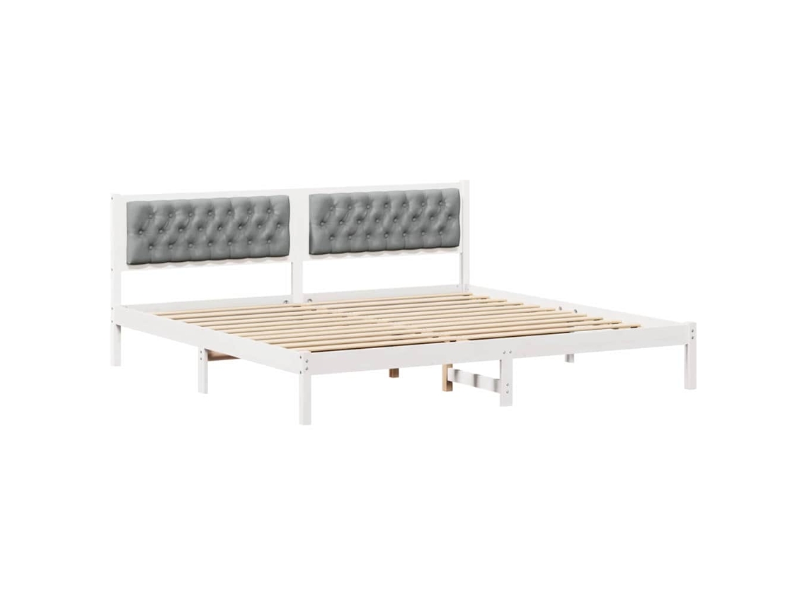 Estrutura da Cama com Cabeceira Cinzento Claro 200x200 cm MAISON EXCLUSIVE