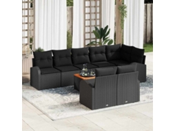 Vidaxl Conjunto de Sofá de Jardim com Almofada 9 Pcs Preto Vime Pe