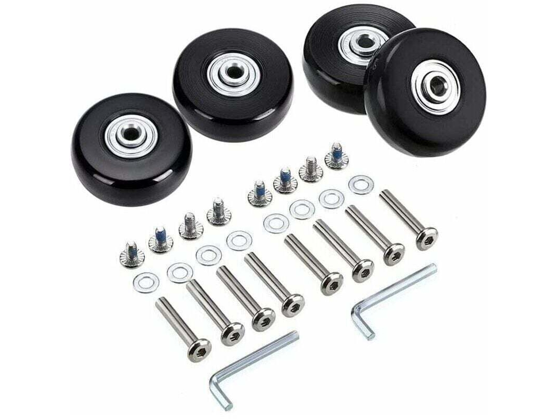 Conjunto De 4 Rodas Reposição Para Malas Viagem, 50x18mm, Rodízios Giratórios De Borracha, Kit De Reparo Rolamentos, Preto