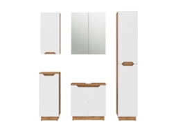 Conjunto Móveis Casa de Banho 5 Peças Branco e Madeira 32 Cm VICCO