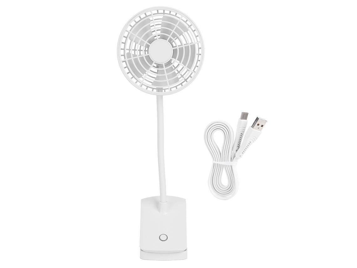 Ventilador de Mesa Portátil Usb Recarregável Branco