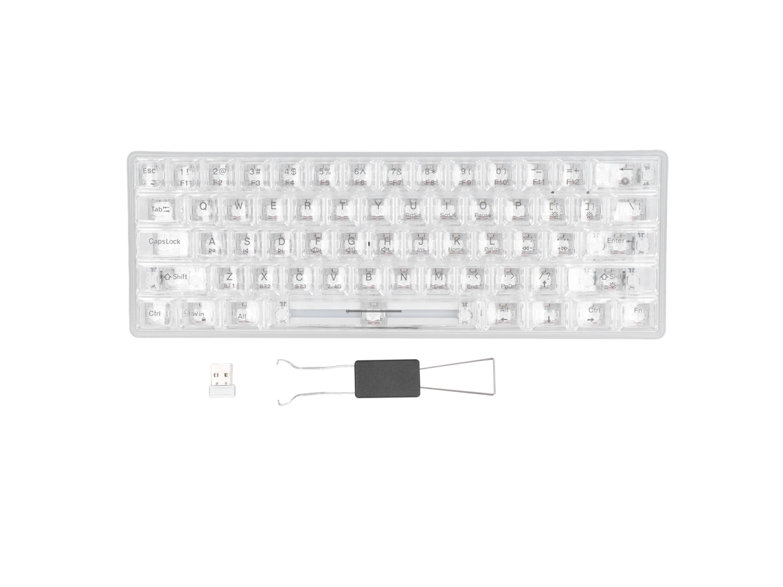 Aetheria teclado Mecânico Transparente Rgb Hot Swappable com 3 Modos: Bluetooth, 2.4g e Fio para Windows Ios