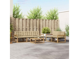 Vidaxl Conjunto De Sofás Para Exterior 6 Pcs Branco E Bege