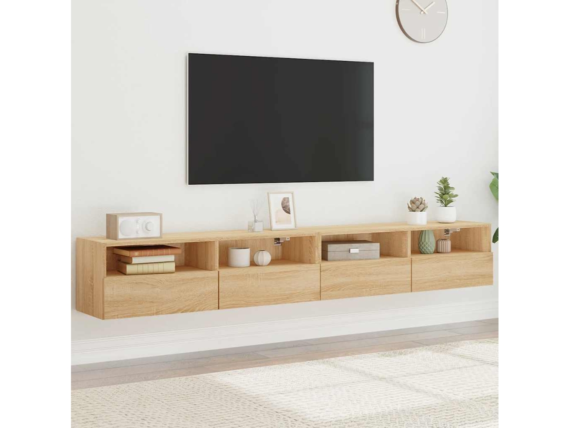 Vidaxl Móvel De Parede P/ Tv 2pcs Derivados De Madeira Carvalho Sonoma