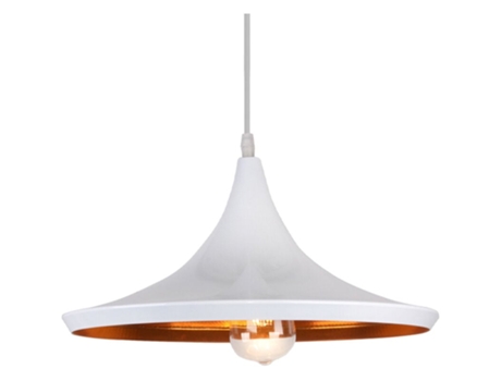Lustre Suspenso Industrial Vintage, Forma De Instrumento Musical, E27, Branco Dourado