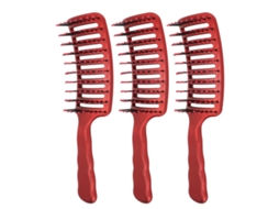 Conjunto de 3 escovas de cabelo curvas para desembaraçar, secar e massagear o couro cabeludo.
