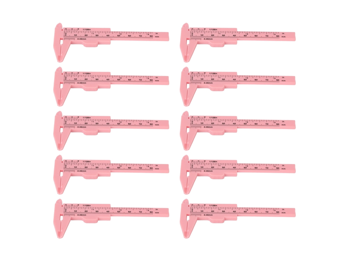 Régua De Medição De Sobrancelha 80mm 10pcs Rosa Tatuagem Régua De Caliper Vernier Com Escala Dupla