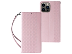 Capa Pega Para Iphone 15 Plus Pele Sintética Magnética Rosa