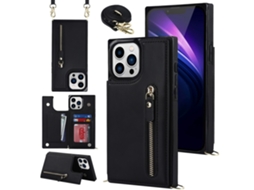Capa Bloqueio Rfid Pega Para Iphone 15 Pro Max Pele Sintética Preto