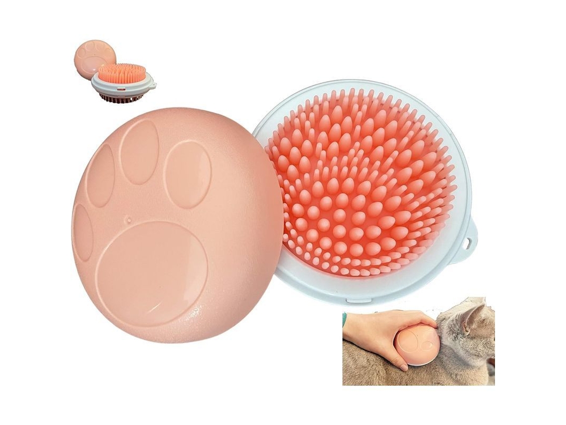 Pincel para pets, cuidado de pelagem, eliminação de subpelo, silicone, rosa, fácil limpeza S/MARCA