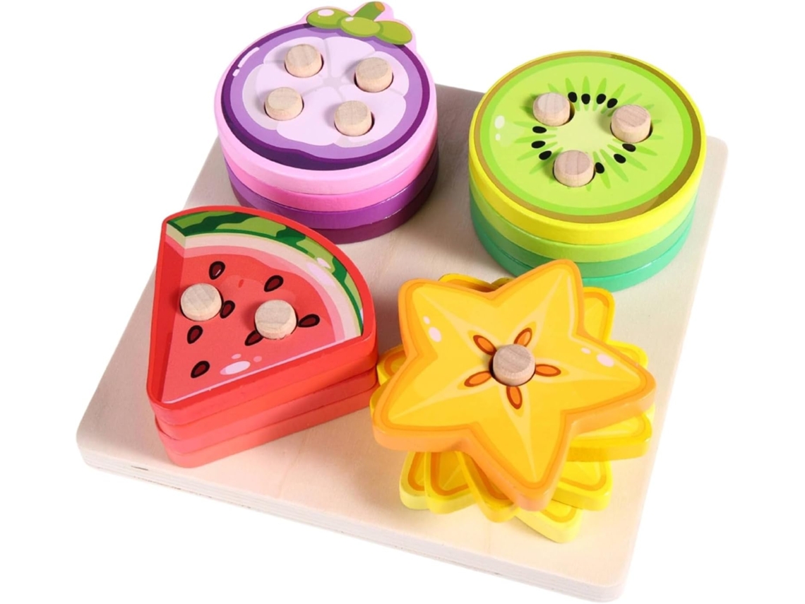 Jogo Educativo De Empilhar Com Colunas E Brinquedo Madeira Para