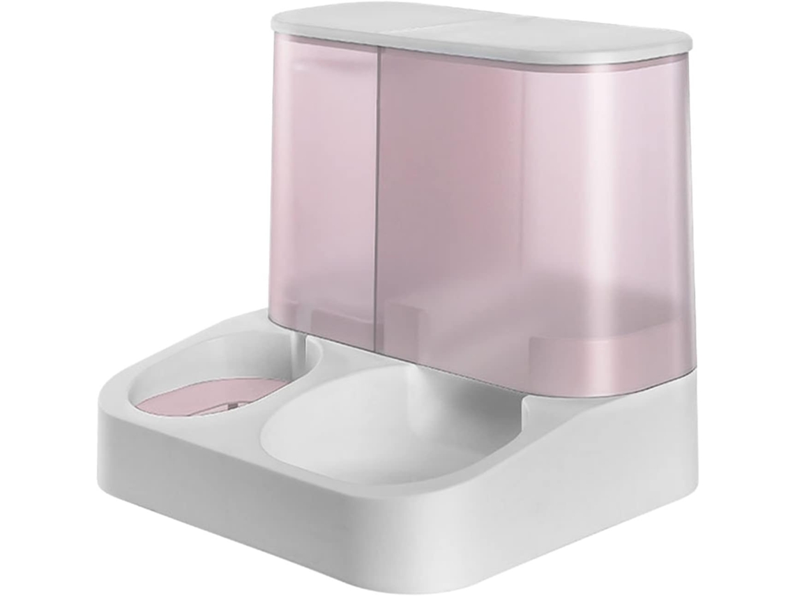 1 Unidade de Comedouro Automático para Animais de Estimação + Bebedouro para Tigela, Fonte de Água Anti vazamento, para Cães Rosa AQUAFORGE