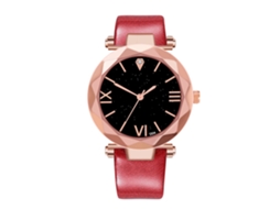 Reloj De Cuarzo Con Correa De Cuero Pu Unisex Para Parejas Estudiantes Zhoulianfa (rojo)