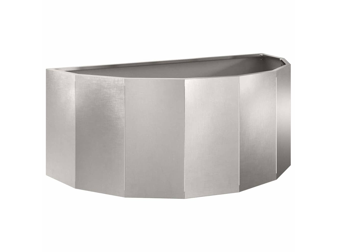 Conjunto 1 Vaso De Exterior Vidaxl Prateado Aço (90 X 45 X 35 Cm)