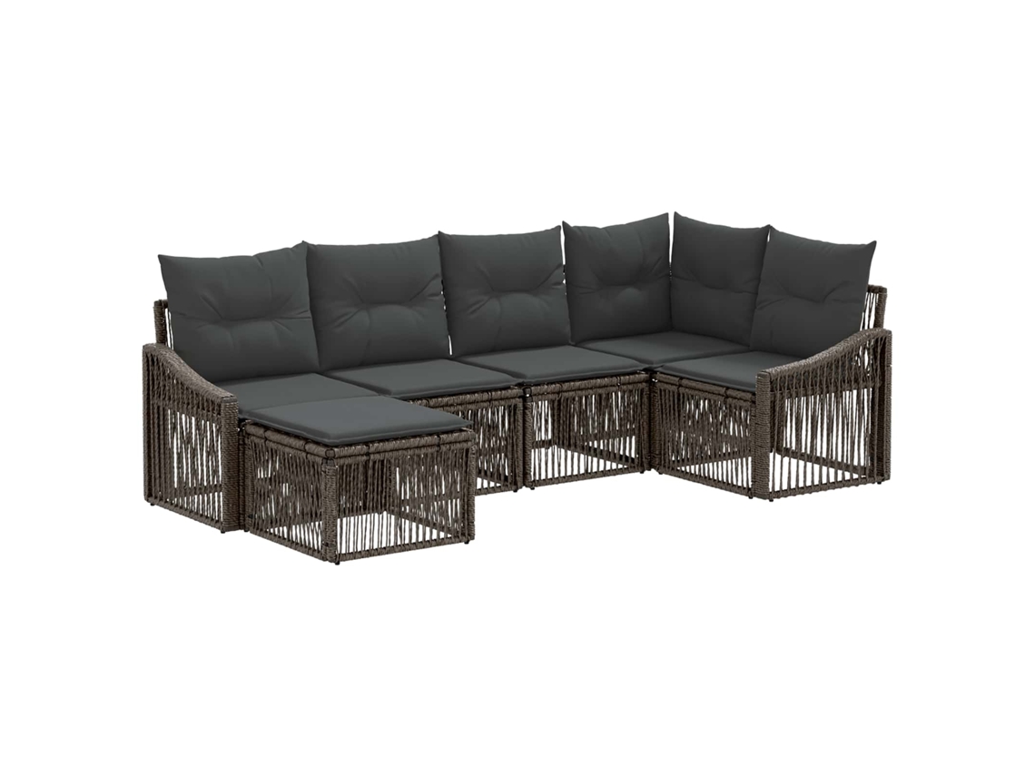 Vidaxl Conjunto De Sofá De Jardim 6 Pcs Cinzento Vime Pe