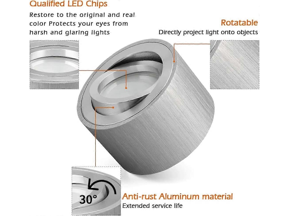 Omni conjunto de 2 Focos Led de Projeção Ajustável 5w Superfície Teto Redondo Branco 80x50mm 400lm 230v