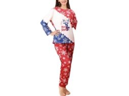 Laxiscreed Pijamas Natalícios Para Família Com Estampa De Floco De Neve E Mangas Compridas