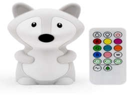 Luminária noturna Lurelia em formato de raposa, feita de silicone livre de BPA, recarregável via USB, com controle remoto e sensor de toque, ideal para bebês e crianças.