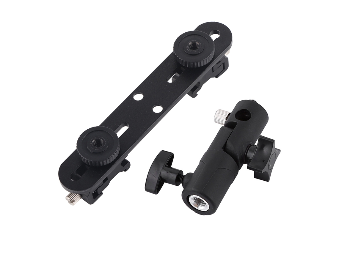 Black Double Hot Shoe Flash Umbrella Holder Light Stand Bracket For Photo Video Photography LAXISCREED