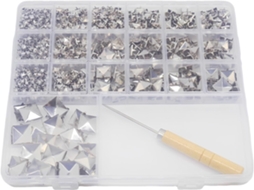 Conjunto De 1170 Tachas Piramidais Ferro Prateado Com Garras