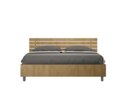 Cama com Cabeceira e Arrumação Inclinada Ripas Ankel ITYHOME Castanho (160x200)