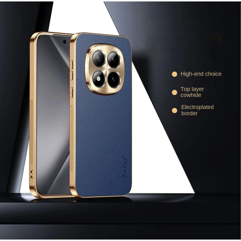 (azul, Redmi Note 15 Pro 5g) Capa Para Celular Em Couro Vegano Com Moldura Eletroplaqueada, Capa Protetora De Alta Qualidade À Prova De Choque.