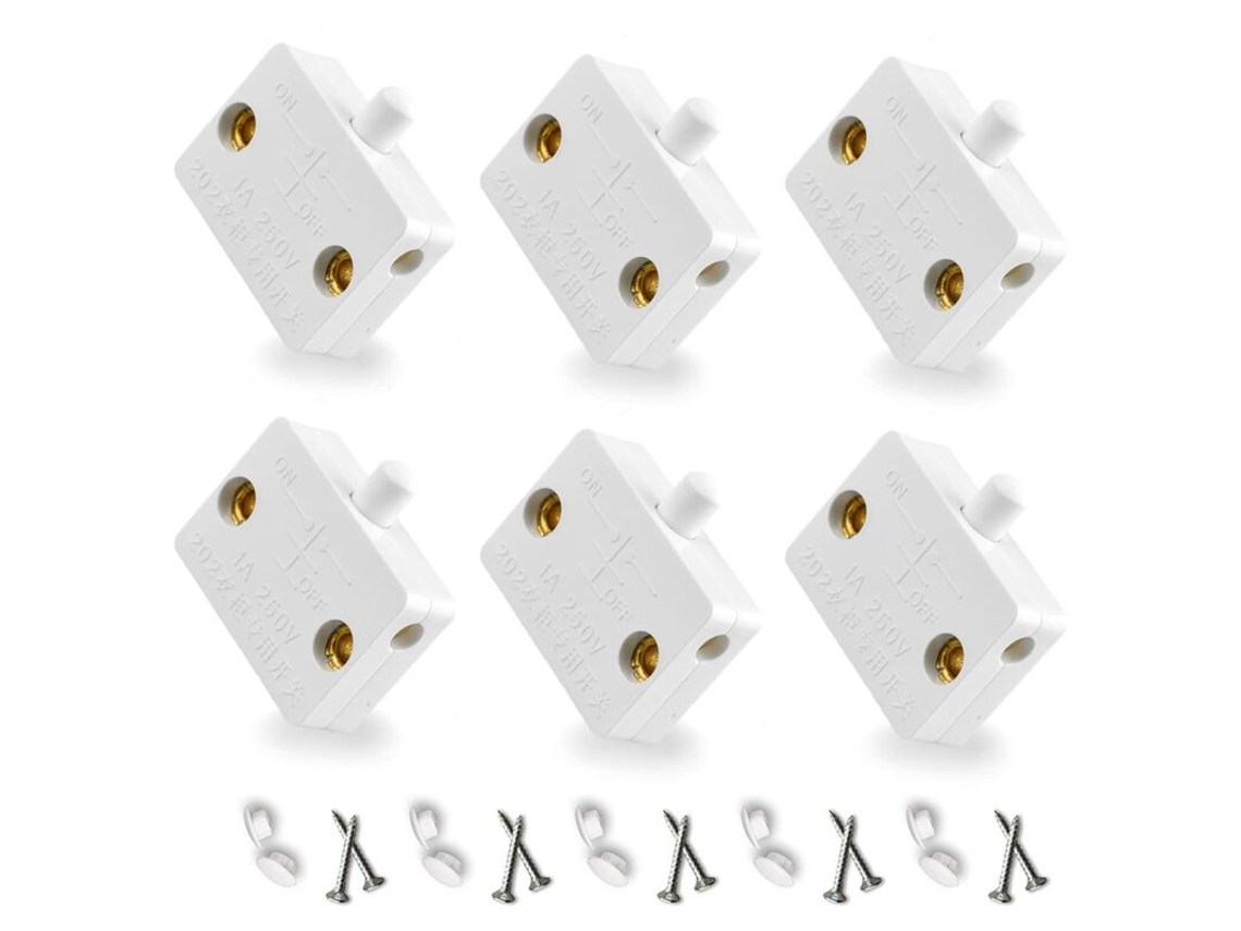 Interruptor De Luz Automático Para Porta Guarda, Roupa, Interruptor De Contato Momentâneo, 6 Peças, Interruptor Para Portas De Armário