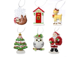 Pingentes De Natal Resina Vermelha Conjunto 6 Peças