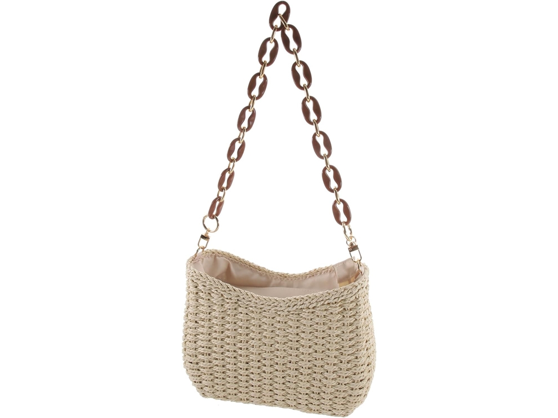 Bolsa De Praia Feminina Em Tecido Trançado, Ideal Para Viagens E Passeios De Verão.