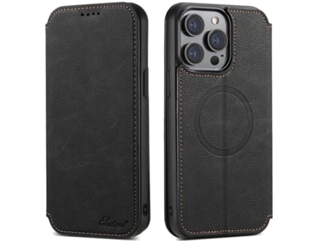 Capa Magsafe Para Iphone 13 Pro Max Suteni Pele Sintética Preto