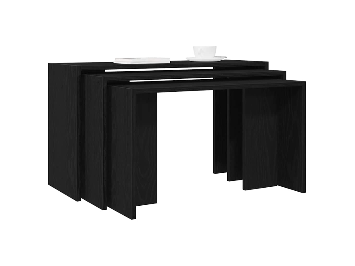 Vidaxl Mesas De Encastrar 3 Pcs Derivados De Madeira Preto