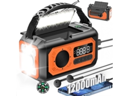 Rádio Solar, 2 Painéis Solares, Cabo Usb, Lanterna, Carregador De Celular Laranja Zeuxo