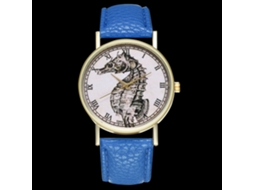 Reloj De Pulsera Analógico De Cuarzo Zhoulianfa Con Patrón Caballo Marino Azul Real Unisex