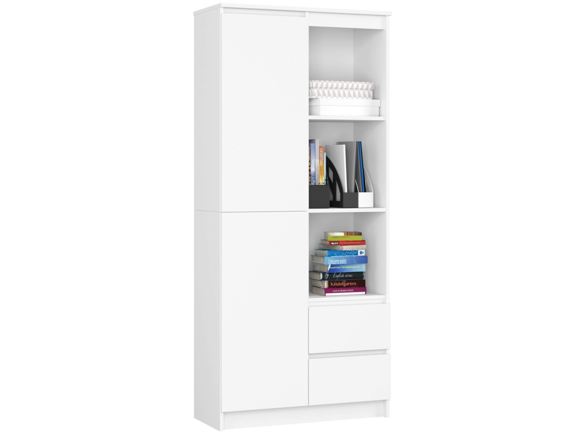 Estante Branca Mat Reg-bia R11 80x180cm Com 7 Prateleiras E 2 Gavetas, 1 Porta