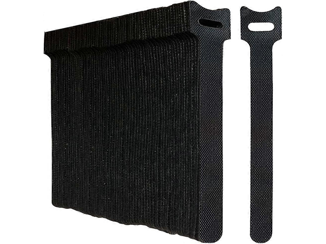 Cintas de Cable Reutilizables Negras 100 Piezas Ajustables Con Gancho Y Ojal para Organización de Cables En Oficina Y Hogar 100 Unidades Negro