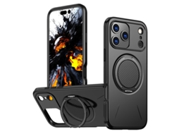 Capa Para Iphone 17 Pro Com Suporte Giratório Magsafe - Preta