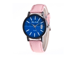 Relógio de quartzo unissex moderno com pulseira de metal ajustável (rosa)