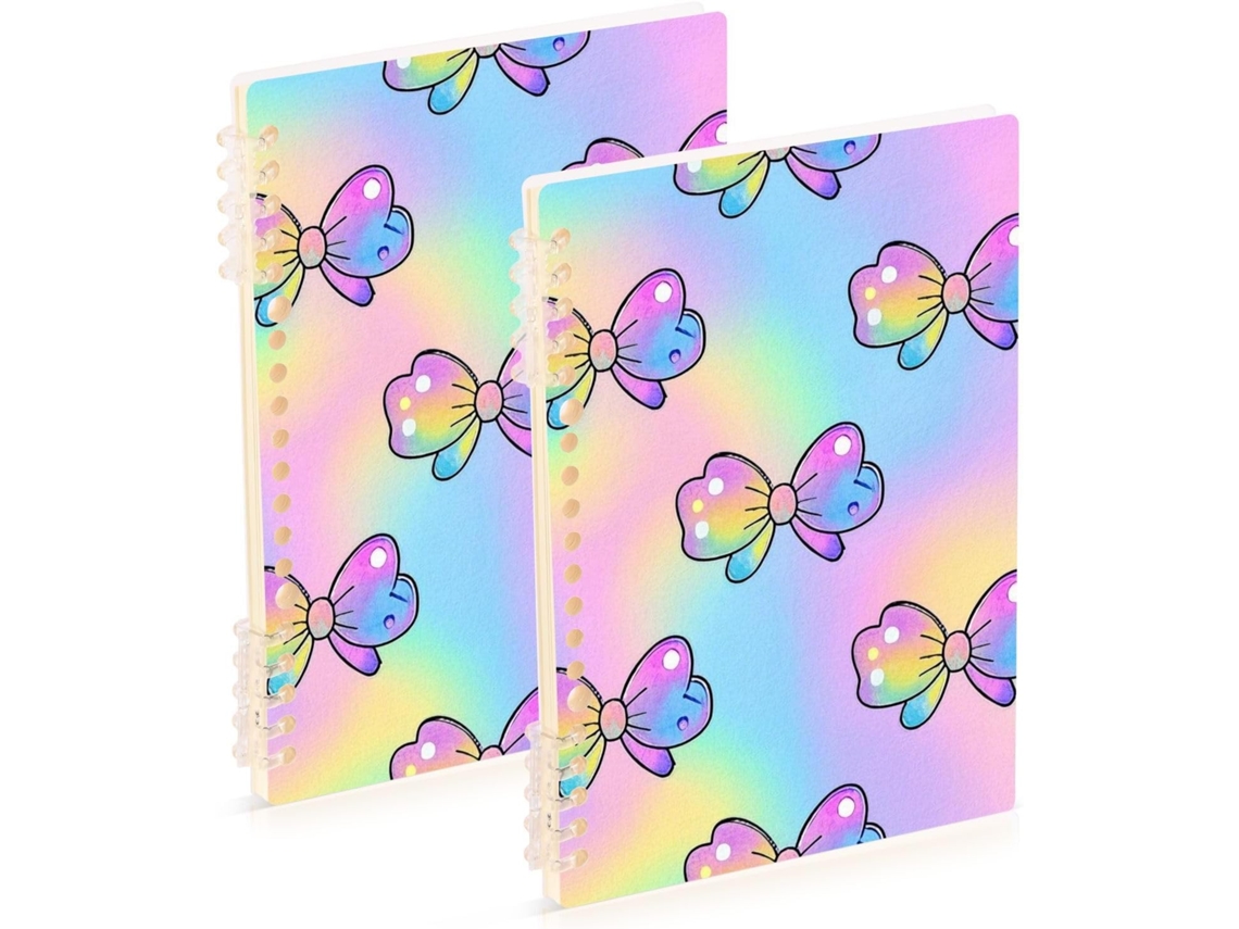Conjunto de 2 Cadernos Coloridos A5 com Lindos Laços Bolinhas, 21,1 X 14,5 Cm, Capa Dura, para Uso no Trabalho