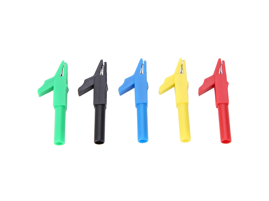 5pcs Pinças de Jacaré P2007 Plug in Totalmente Isoladas 15a/300v para Plugue Banana 4mm com Latão Galvanizado