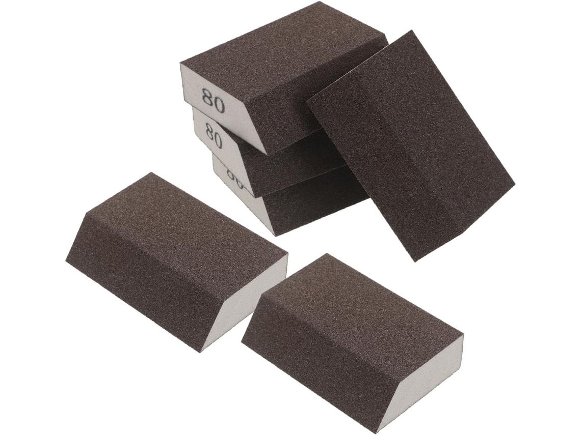 Conjunto De 6 Esponjas Abrasivas De Grão 80 Para Lixar Metal E Gesso.
