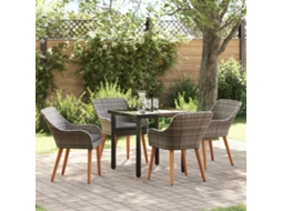 Vidaxl Conjunto De Jantar Para Jardim 5 Unid. Cinzeto Vime Pe