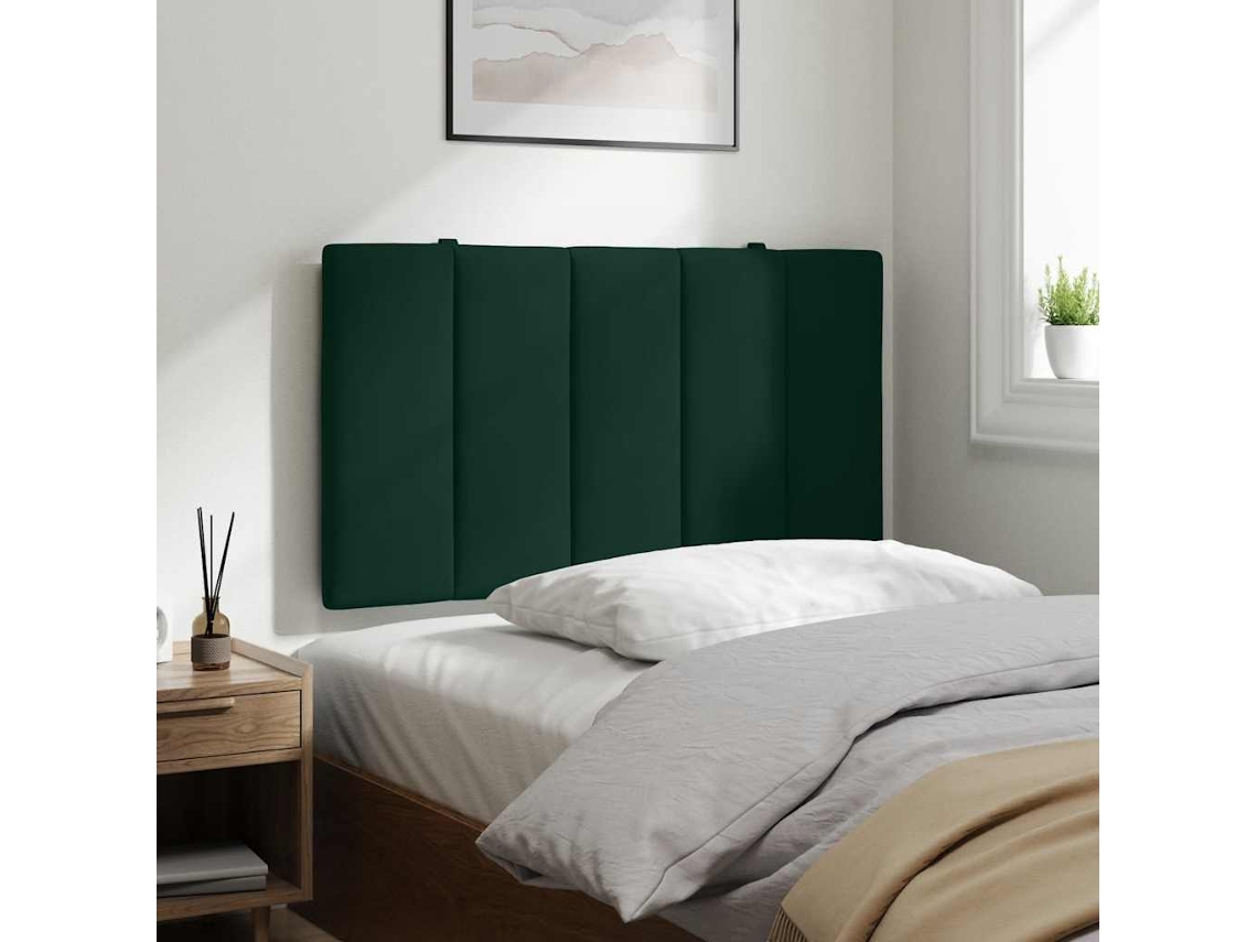 Vidaxl Almofadão De Cabeceira Hanko 80 Cm Veludo Verde-escuro