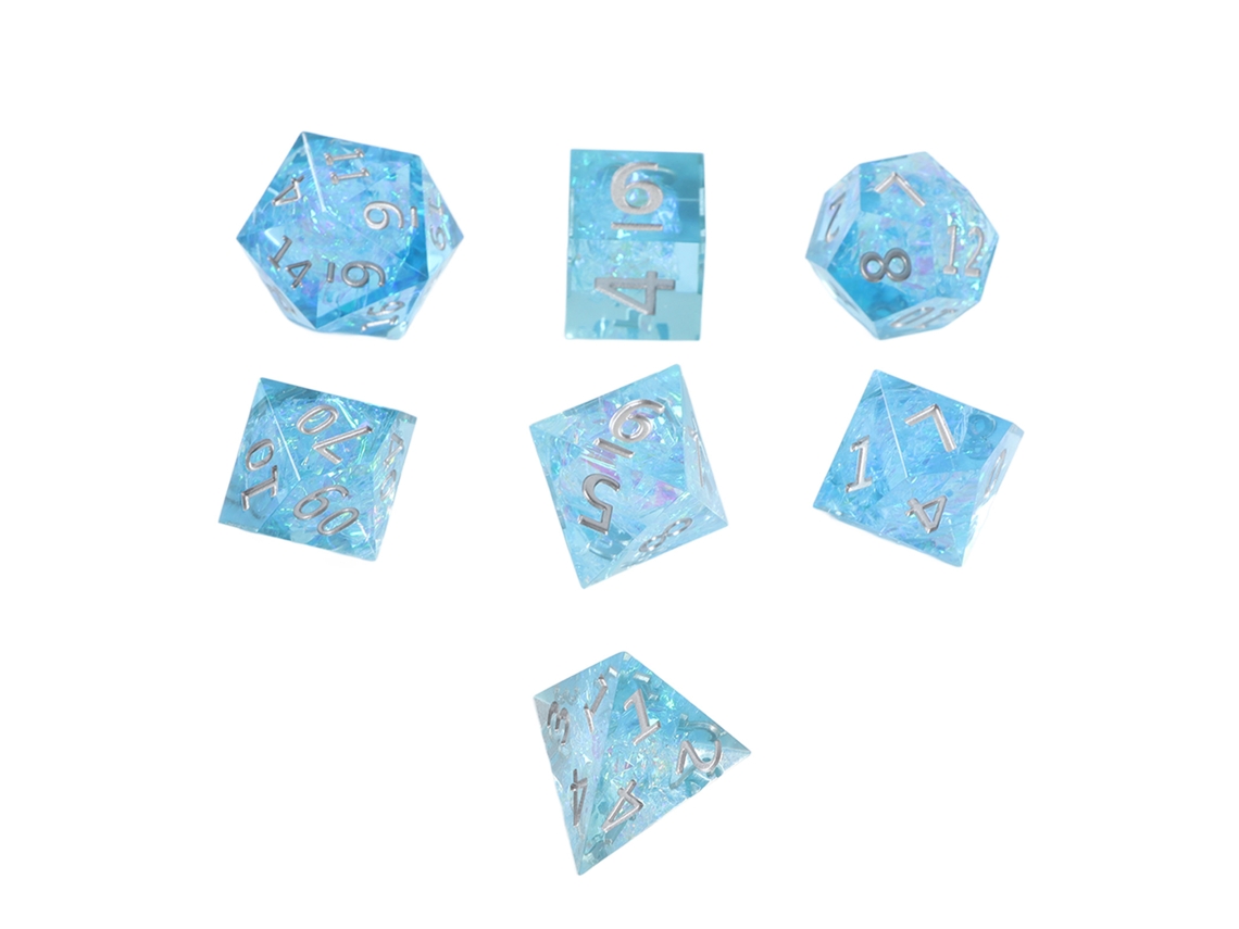 Primerox 7pcs Dado Poliédrico de Resina Azul Claro para Jogos de Tabuleiro e Rpg