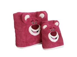 Conjunto 2 peças toalha banho e pano infantil polar fleece rosa vermelho desenho animado