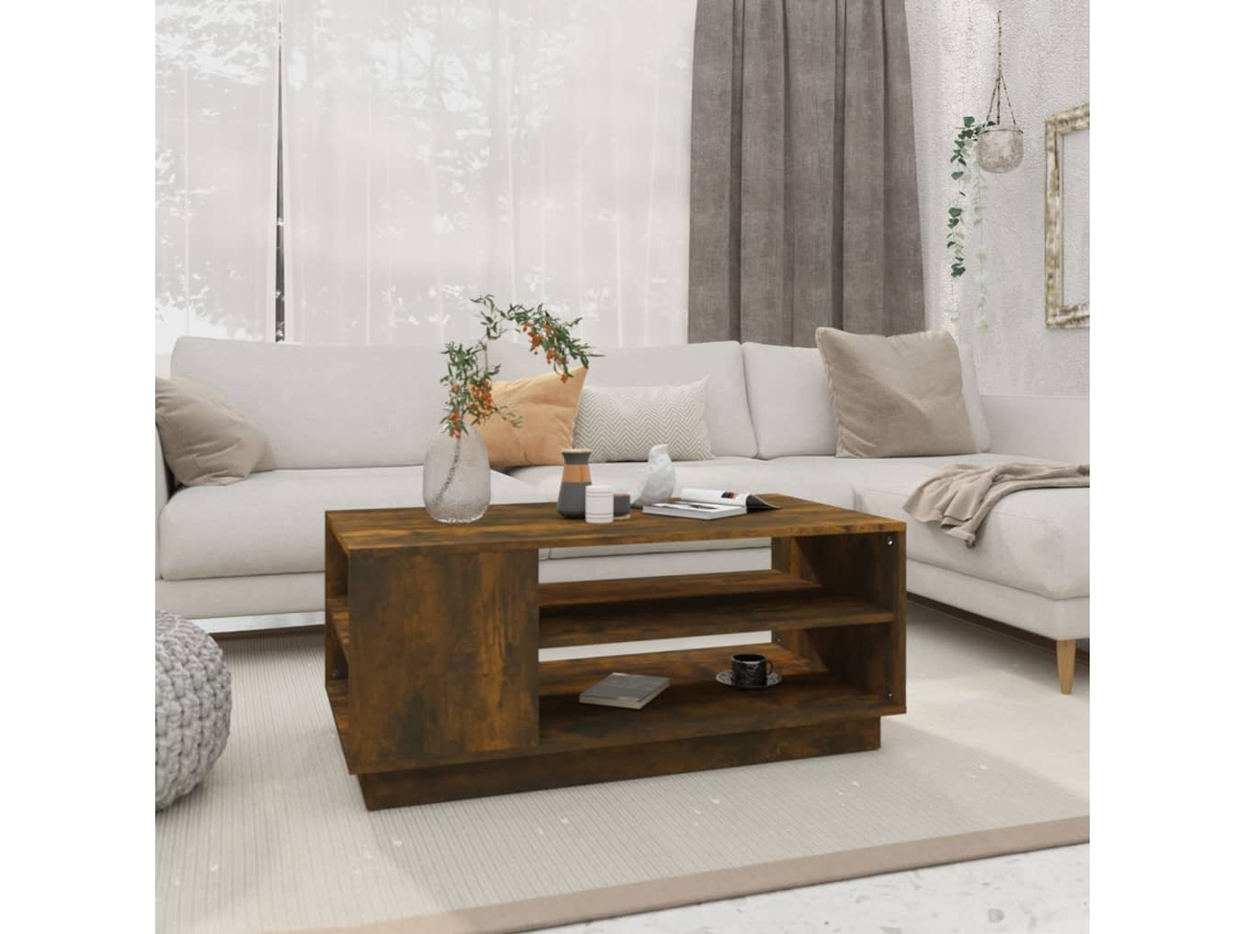 Vidaxl Mesa De Centro 102x55x43 Cm Derivados Madeira Carvalho Fumado
