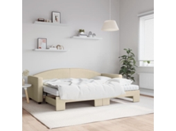 Vidaxl Sofá-cama C/ Gavetão E Colchões 80x200 Cm Tecido Cor Creme