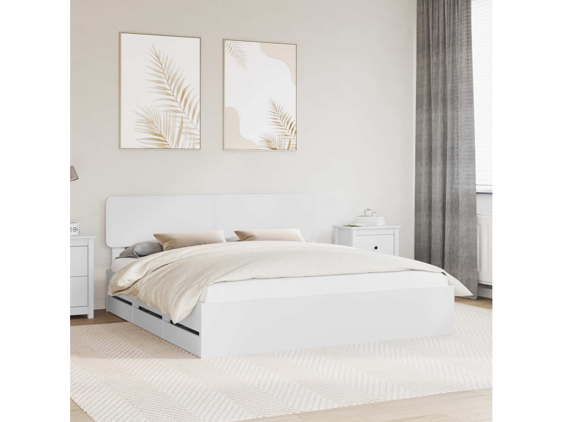Vidaxl Estrutura da Cama Branco 180 X 200 Cm Madeira Engenheirada