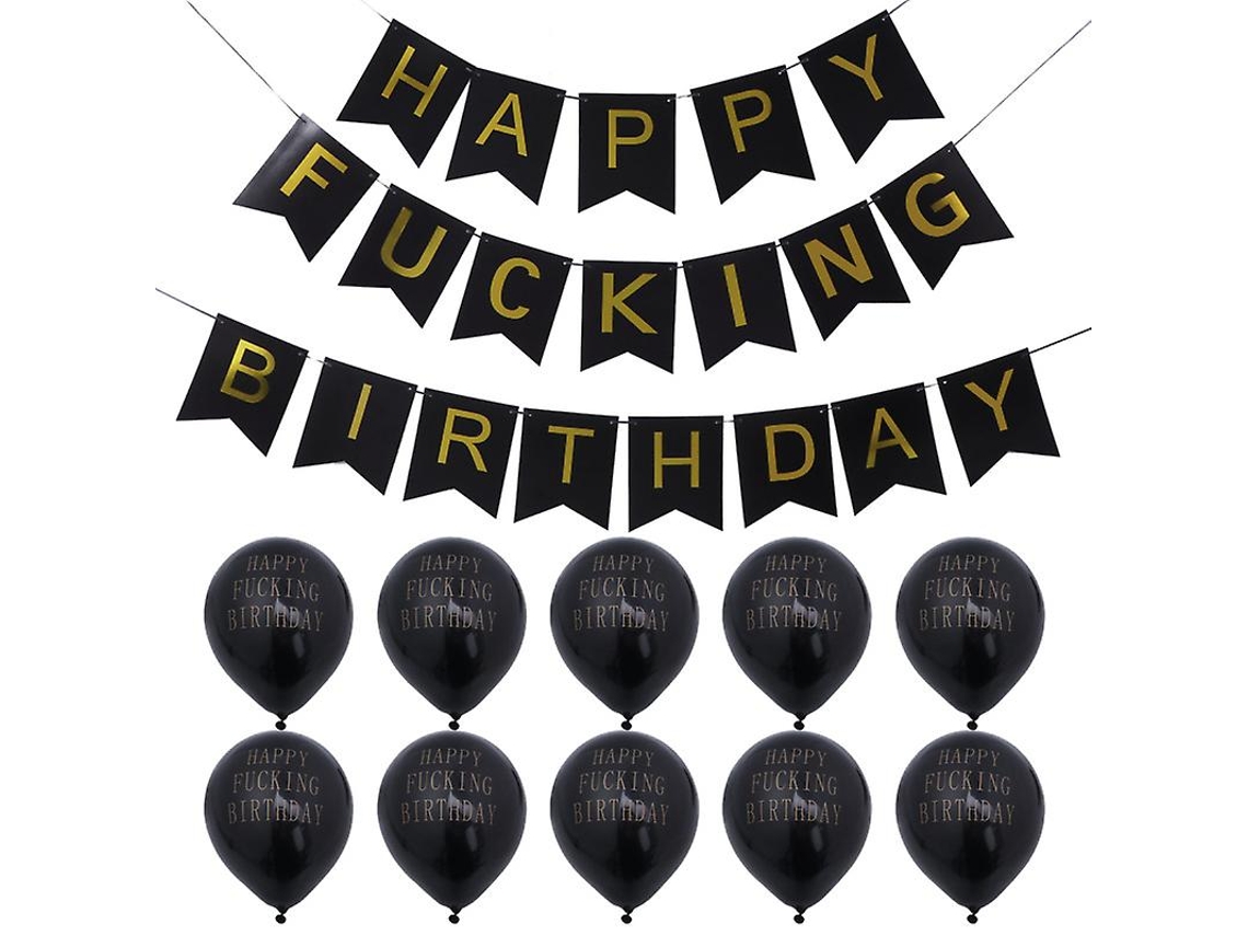 1 Conjunto Kit De Decorações De Festa Balões Pretos Banner Conjunto Suprimentos Para Festa De Aniversário Allinless