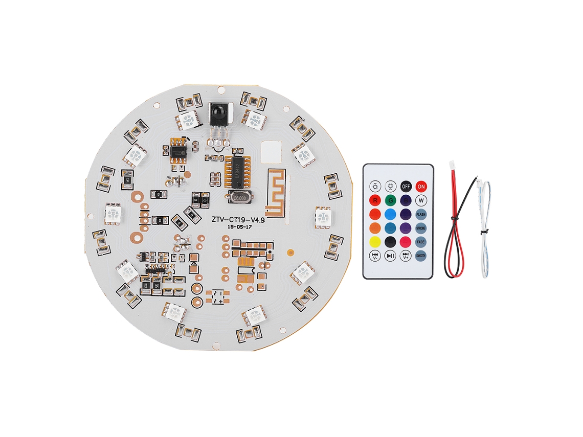 Placa Bluetooth 5.0 Con Iluminación Rgb de Colores, Control Remoto Y Compatibilidad Con Altavoces de 4ω Y 3w.