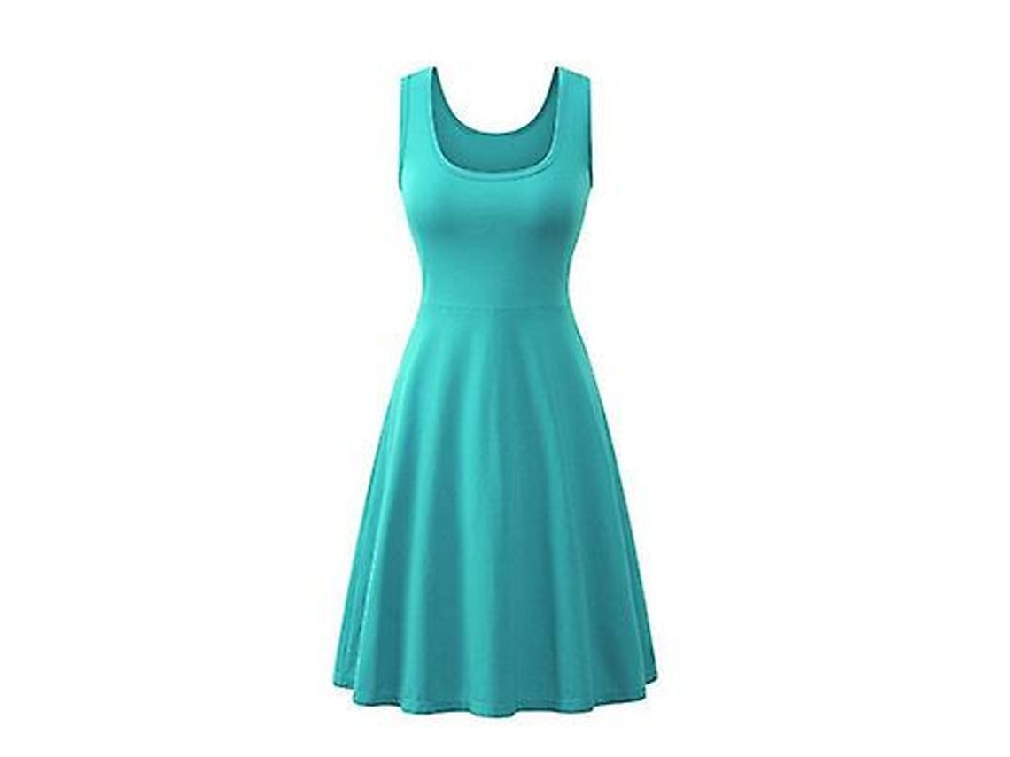 2026 vestido de Verão para Mulher Sexy Sem Mangas Gola Quadrada Lisa A line Cintura Alta Casual Vermelho Tamanho 18 35 Anos
